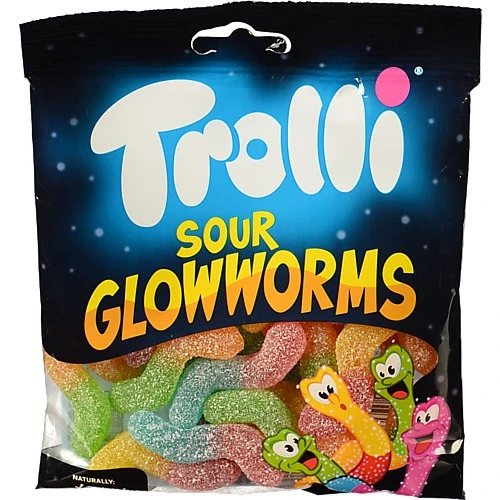 Мармелад жувальний зефірний Sour Glowworms Trolli м/у 100г