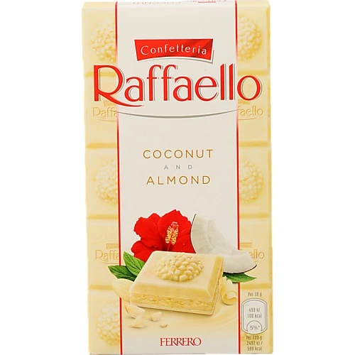 Шоколад білий з кокосово-мигдальною начинкою Raffaello к/у 90г