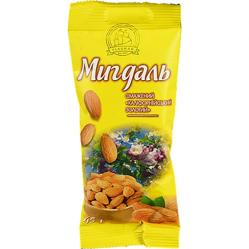 Мигдаль смажений Каліфорнійський золотий, ТМ Флагман, 45 г
