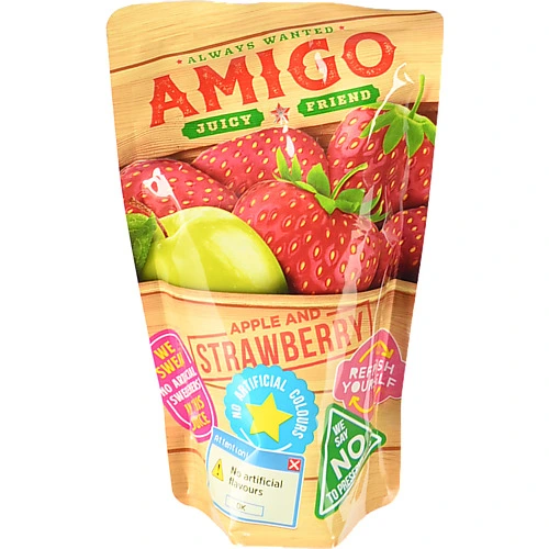 Напій AMIGO соковмісний 0.2л яблуко полуниця