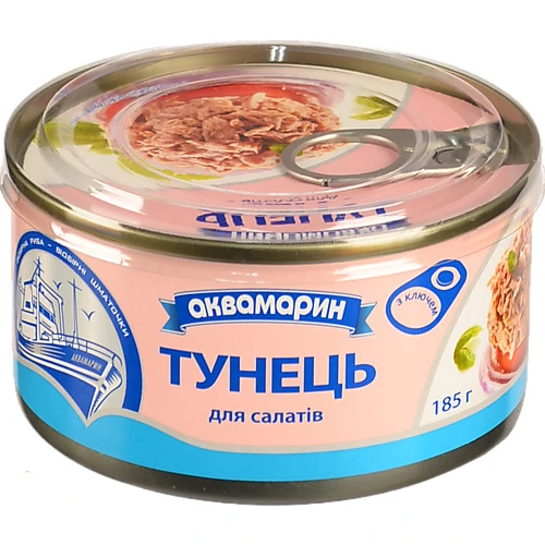 Тунець для салатів у власному соку Аквамарин з/б 185г
