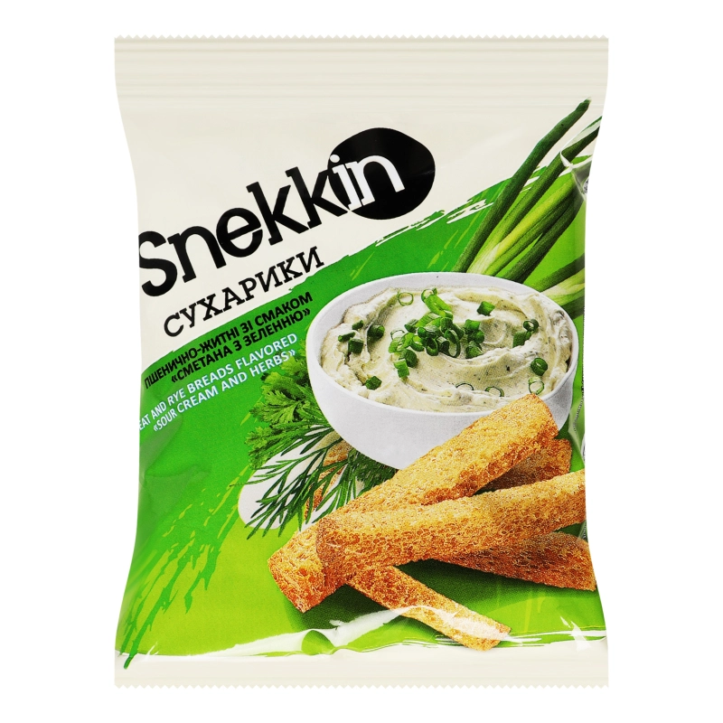 Сухарики Snekkin 70г пшенично житні сметана зелень