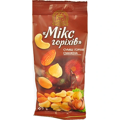 Суміш горіхів смажена [Мікс горіхівk, ТМ [Флагманk, 45 г