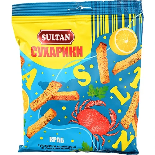 Сухарики Sultan 90г пшеничні краб