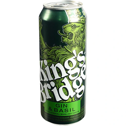 Напій слабоалкогольний Kings Bridge Gin & Basil сильногазований 7%, б.м., 0,5 л