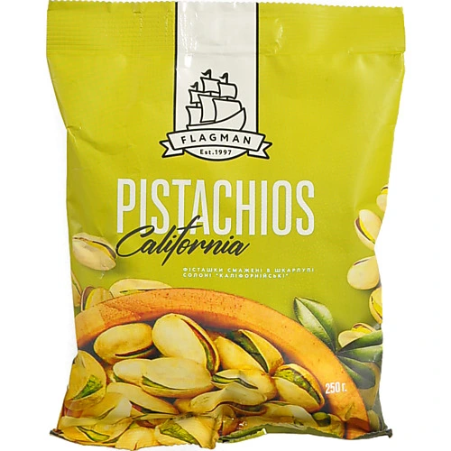 Фісташки [Флагманk смажені в шкарлупі солоні каліфорнійські, 250 г