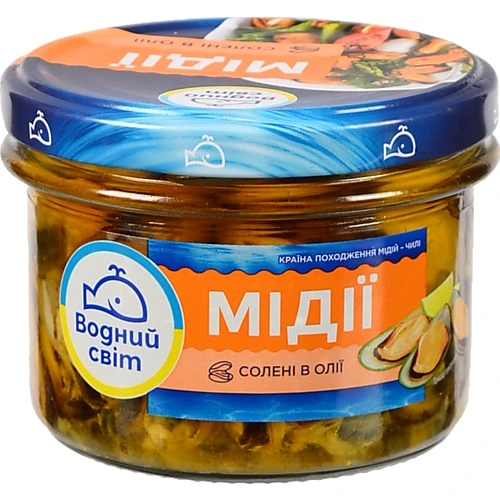 Мідії солені в олії Водний світ 170г