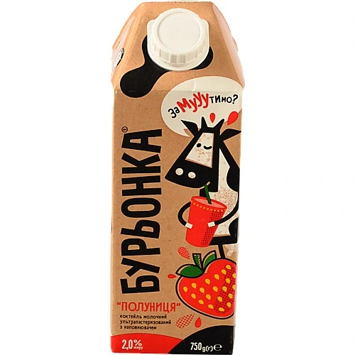 Молочний коктейль Бурьонка 750г Полуниця 2%