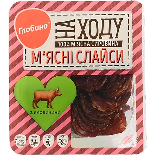 Слайси м'ясні з яловичини Глобино [На ходуk 50г лоток