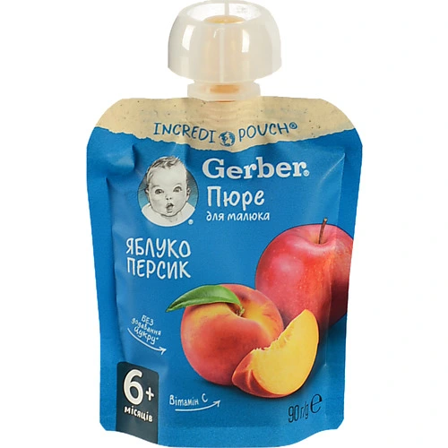 Пюре для дітей від 6міс Яблуко і персик Gerber д/п 90г
