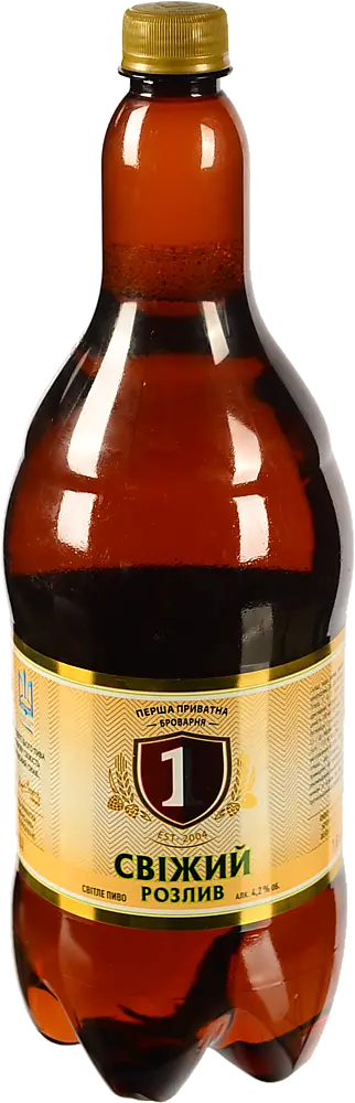 Пиво 1.8л 4.2% світле фільтроване пастеризоване Свіжий Розлив Перша приватна броварня п/пл