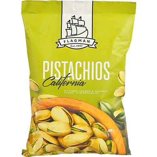 Фісташки [Флагманk смажені в шкарлупі солоні каліфорнійські, 500 г