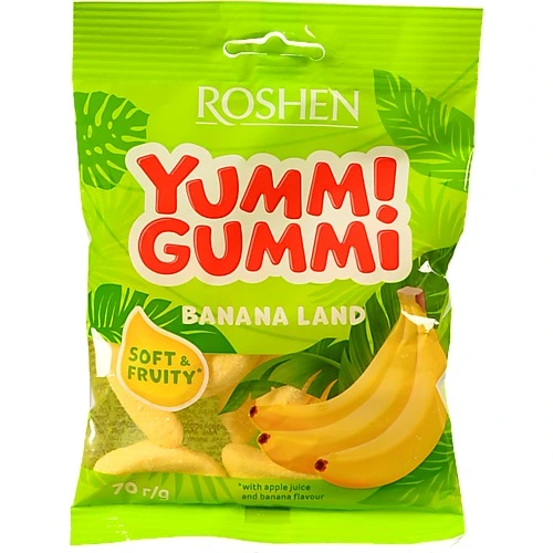 Цукерки Рошен 70г yummi gummi banana land желейні