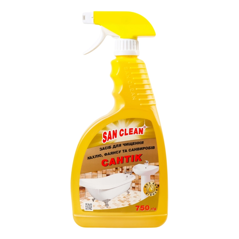 Засіб для чищення кахелю, фаянсу та сантехнічних виробів Сантік San Clean 750г