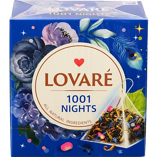 Бленд чаю чорного та зеленого листового з пелюстками квітів та ароматом винограду 1001 nights Lovare до/в 15х2г
