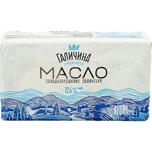Масло 72.6% солодковершкове Селянське Галичина м/у 180г