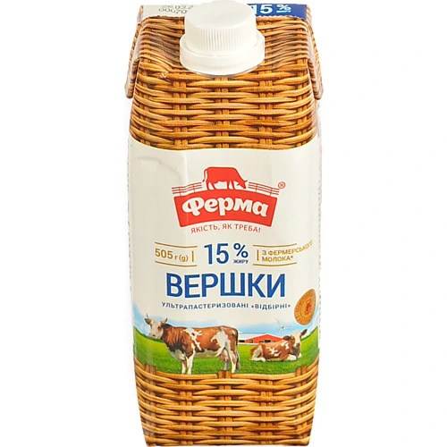 Вершки Ферма 505г 15% Ультрапастеризовані