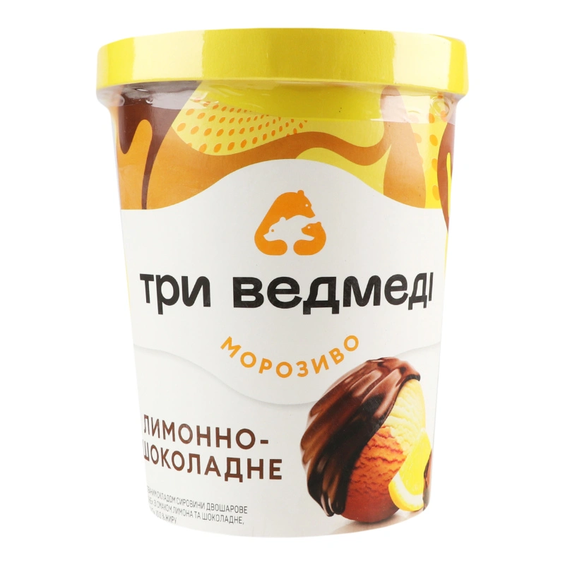 Морозиво 10% Лимонно-шоколадне Три ведмеді відро 500г