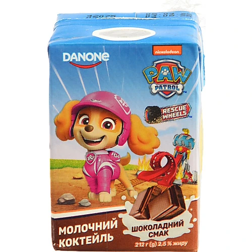 Коктейль молочний 2,5% Шоколадний Paw Patrol Danone 212г