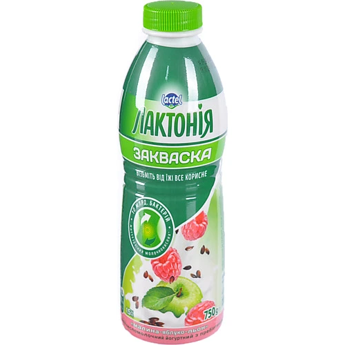 Закваска 1.5% з пребіотиком Малина-яблуко-льон Лактонія п/пл 750г