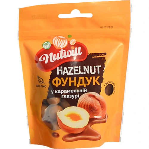 Фундук Nutwill у карамельній глазурі д/п, 100 г