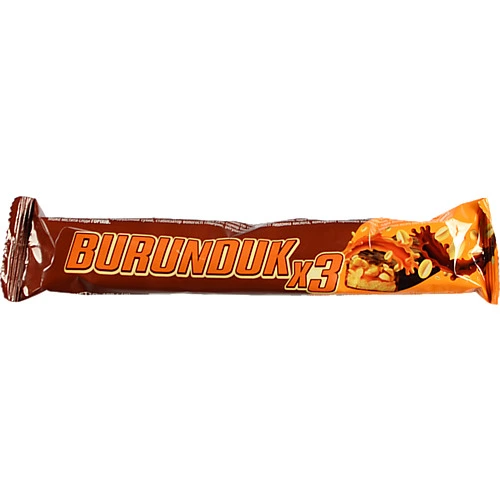 Батончик [Burundukk шоколадний з арахісом, нугою та карамеллю, глазурований, 100 г