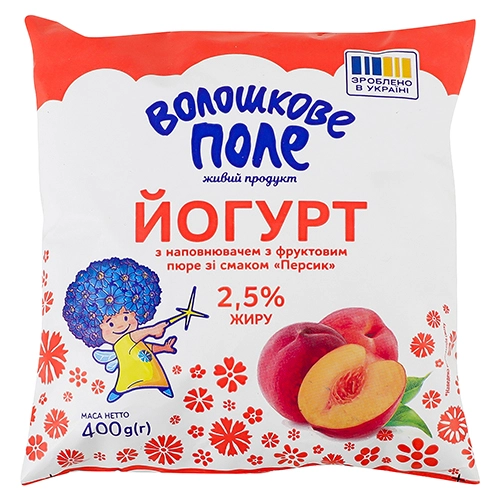 Йогурт Волошкове поле 400г 2.5% персик пл