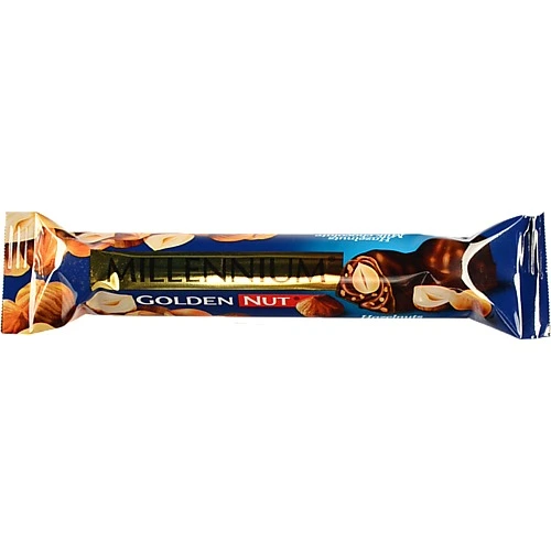 Шоколад молочний з начинкою та цілими горіхами Golden Nut Millennium м/у 40г