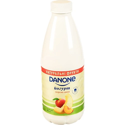 Йогурт 1.5% питний Персик-диня Danone п/пл 800г