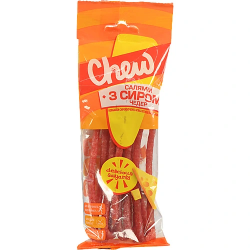 Ковбаски сирокопчені Chew Салямки з сиром Чедер 70 г