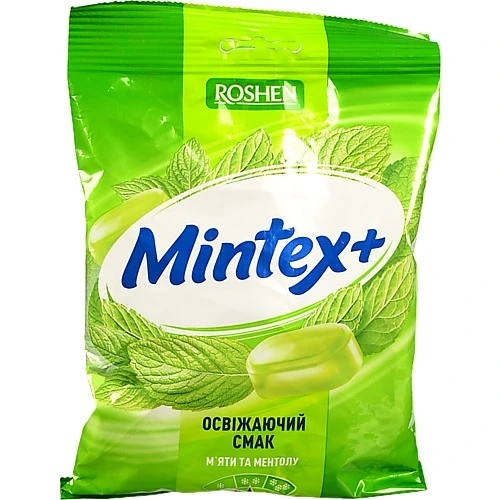 Карамель льодяникова зі смаком м'яти та ментолу Mintex+ м/у 140г