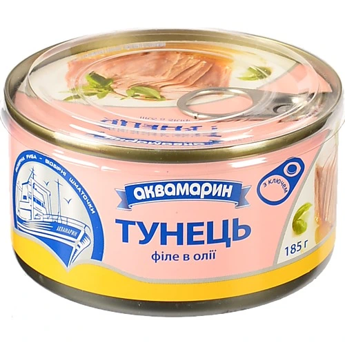 Філе тунця Аквамарин 185г аква  в.ол ключ