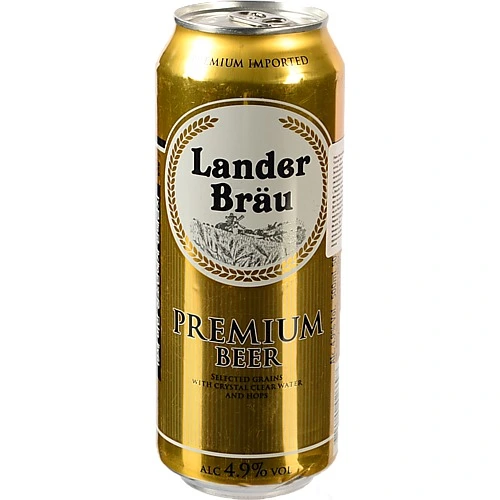 Пиво 0.5л 4.9% Lander Brau Premium з/б