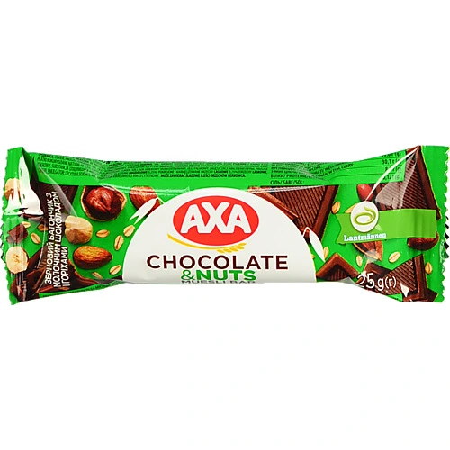 Батончик зерновий Chocolate&nuts Axa м/у 25г