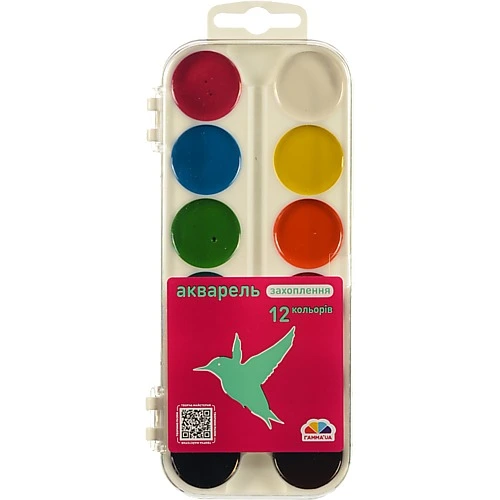 Фарби акварельні для дітей від 3років медові 12 кольорів 200106 Захоплення Гамма'UA 1шт