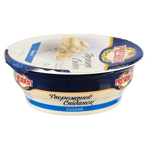 Сир кисломолочний Президент 180г 9% з сметаною солоний
