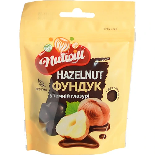 Фундук Nutwill у темній глазурі д/п, 100 г