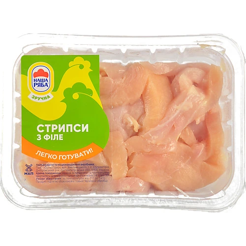 Курячі сріпси з філе курчати-бройлера [Наша Рябаk 500г охолоджені вакуумна упаковка