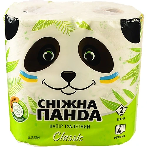 Папір туалетний 2-х шаровий Classic Сніжна панда 4шт