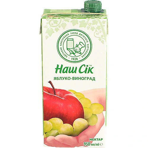 Нектар Яблуко-виноград Наш Сік 950мл