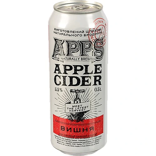 Сидр Apps Вишня солодкий газований пастеризований, м.б., 5.5%,  0.5л