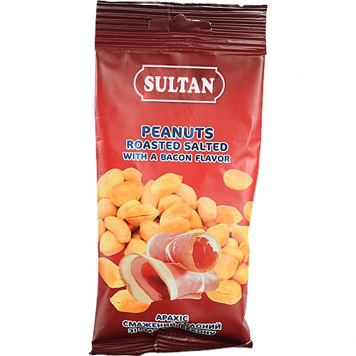 Арахіс Sultan смажений солоний зі смаком бекону, 60 г