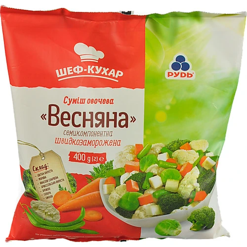Суміш овочева заморожена Весняна семикомпонентна Шеф-кухар Рудь м/у 400г
