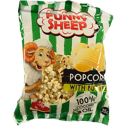 Попкорн солоний з ароматом вершкового масла Funny Sheep м/у 35г