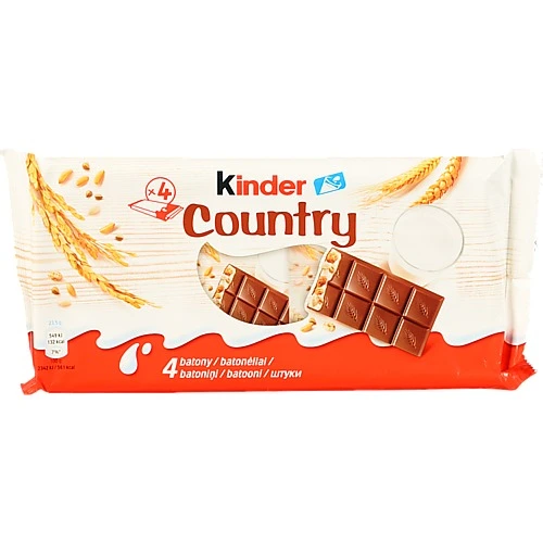 Шоколад Kinder Country Т4х24 зі злаками, 94 г