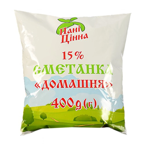 Сметанка Пані Цінна 400г домашня 15% пл.