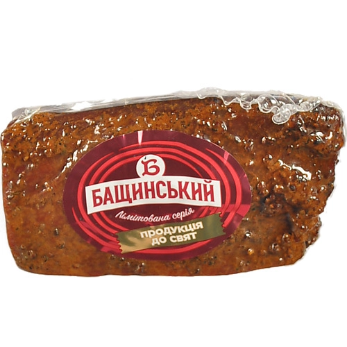 Шинка Бащинський зі свинини сирокопчена, вищий ґатунок, вакуумна упаковка