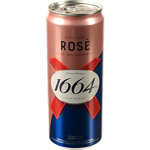 Пиво спеціальне 330мл 4.5% пшеничне пастеризоване Rose Edition Kronenbourg 1664 з/б