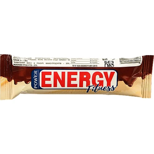 Батончик-мюслі з суфле, глазурований шоколадною глазурю Power Energy Fitness, 30 г