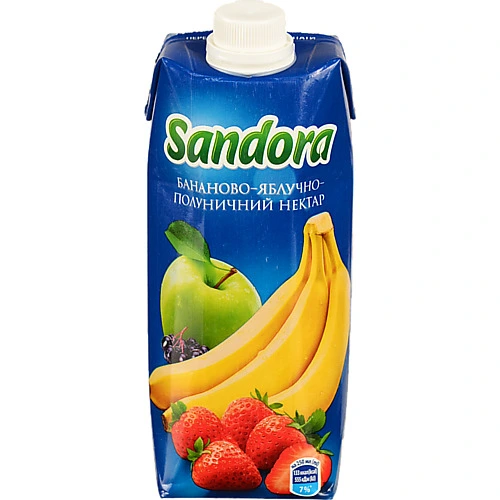 Нектар бананово-яблучно-полуничний з м'якоттю Sandora 500мл